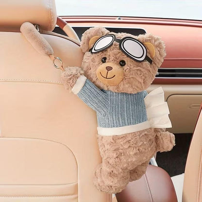 Cute Plush Bear Car Seat Back Tissue Holder